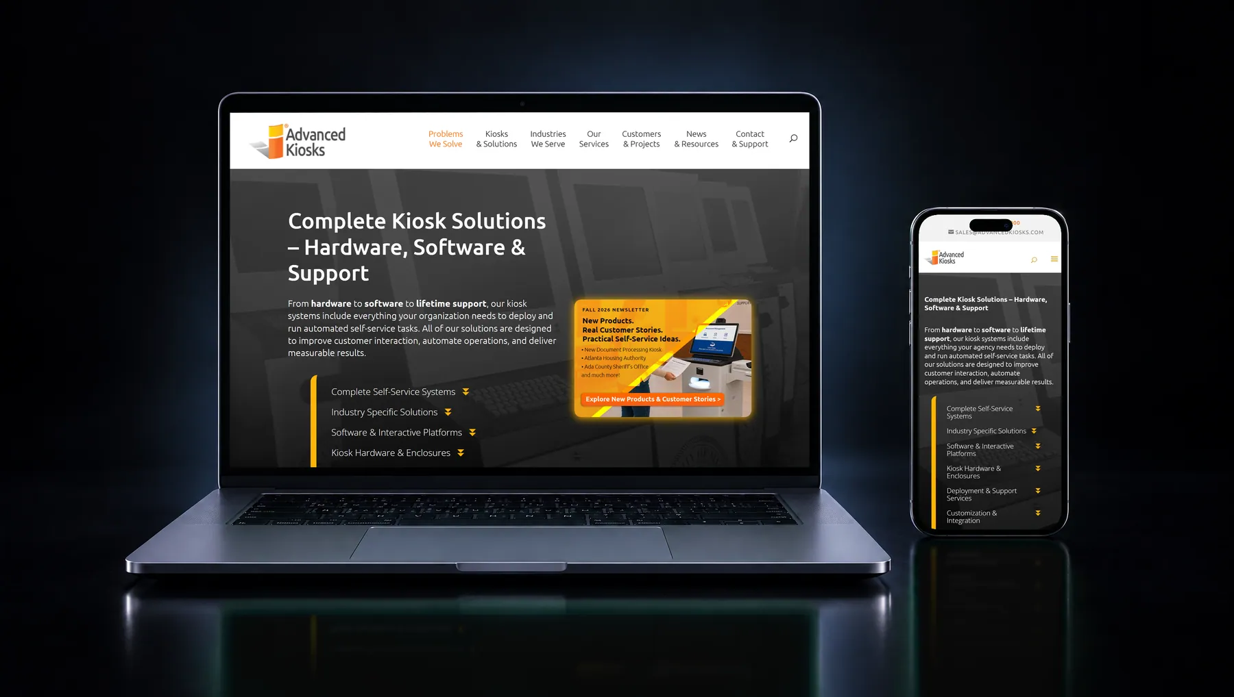advancedkiosks.com on desktop and mobile