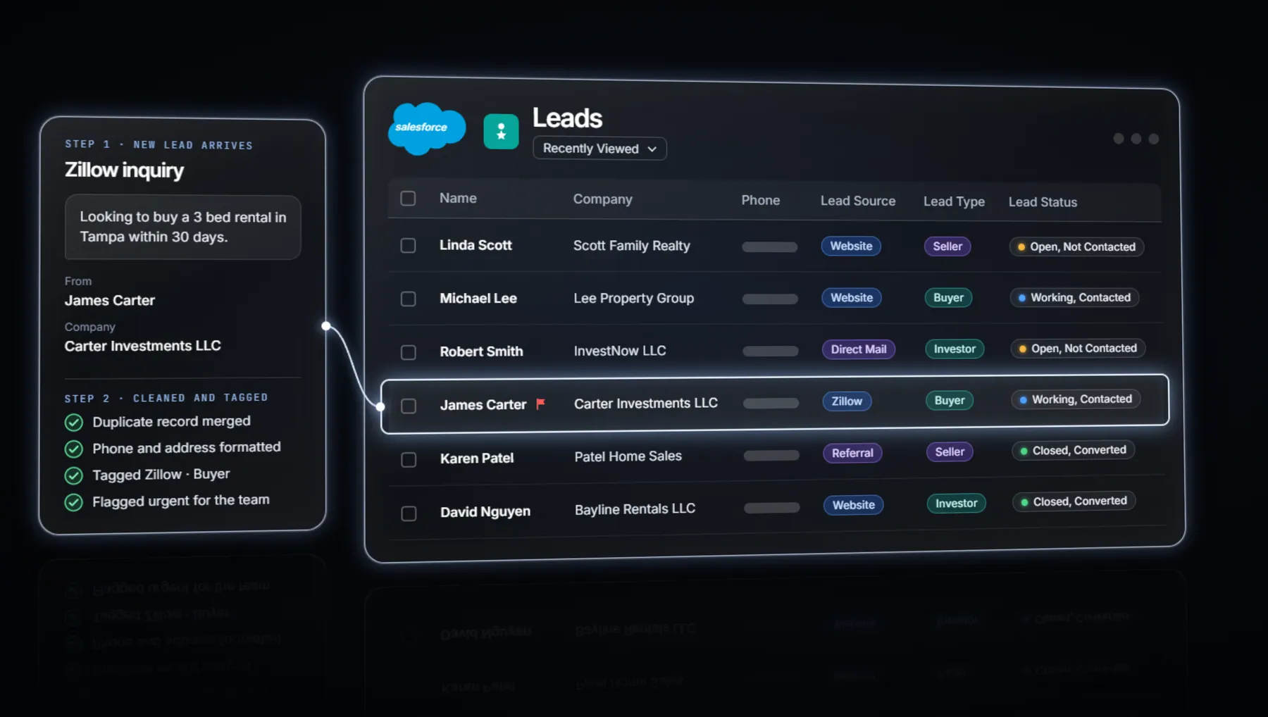 Leads tagged, typed and flagged in Salesforce